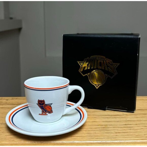 OVO X New York Knicks Coffee Espresso Cup & Saucer Set Ceramic NBA Basketball - Picture 4 of 5